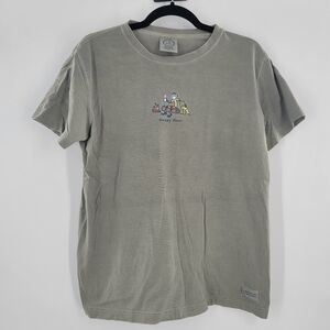 Life is good Women's Happy Hour Campfire Dog T Shirt Top M